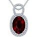 14K White Gold Oval Cut Ruby And Round Diamond Pendant