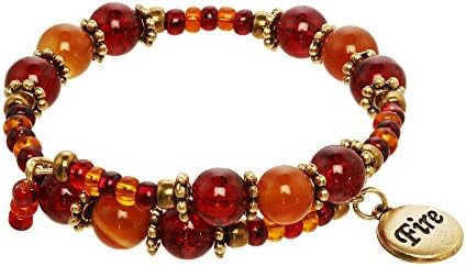 Fire Element Beaded Gemstone Bracelet for Women Made with Fire Agate Semi-precious Gemstone