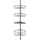 Zenna Home 2120BC, Tension Corner Pole Caddy, Satin Nickel