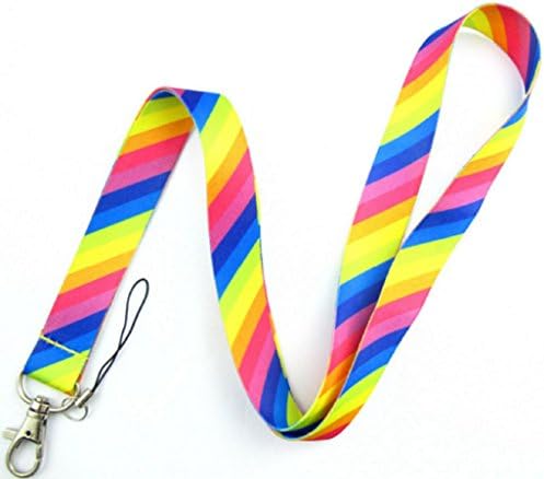 Lanyard Customs Rainbow Stripes Multi-Color Pride Lanyard ID Badge Keychain Holder for Nurses Doctors Teachers (Rainbow Diagonal Stripes)