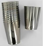12 Pappbecher Einweggeschirr Plastikbecher Trinkbecher silber 260ml Edelstahl-Look