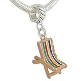 Silver Enamel Beach Chair Bead Compatible with European Charm Bracelet Silver Enamel Beach Chair Bead Compatible with European Charm Bracelet