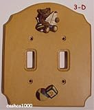 TEDDY BEAR Wood DOUBLE Switchplate COVER switch decor