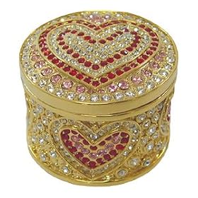 JUJU Palais Royal Quorra "Heart" Gold Jewelry Box Swarovski Crystals