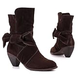 Damen Schuhe, STIEFELETTEN, ANKLE BOOTS, 07016, Synthetik in hochwertiger Wild Leder Optik, Braun, Gr 37