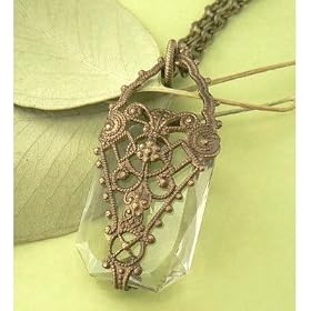 Phial of Galadriel Filigree Necklace Brass Vintage Gem Jewelry Inspired by Tolkien's Lord of the Rings, 17IN