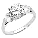 14K White Gold Round-cut Three Stone CZ Cubic Zirconia Ladies Engagement Rings