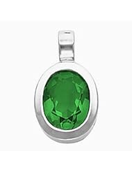 10K Yellow Gold Oval Cut Chatham Created Emerald Pendant -- LIFETIME WARRANTY