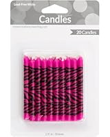Creative Converting 20 Count Super Stylish Zebra Print Candles, Pink