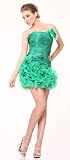 #10622 Strapless Satin Organza Ruffle Sweet 16 Cocktail Mini Prom Dress