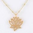 Lotus Flower Open Cut-Out Design Pendant in Gold Vermeil on a 16" Gold Filled Saturn Chain, #8300