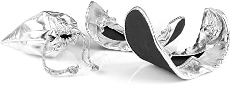 Women's Foldable Portable Travel Ballet Flat Shoes w/ Matching Carrying Bag (Small, Silver)
