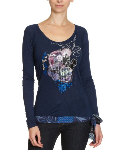 Desigual Damen Shirt/ Langarmshirt 17T2562, Gr. 42 (XL), Blau (5039) Preisvergleich