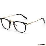 RONDE 伊達メガネ 眼鏡 オシャレメガネ メンズ レディース ノーズパッド メガネドライバー対応ブラック _ ゴールド