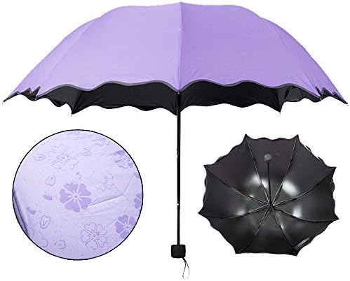 Mildness UV water three folding sun rain umbrella creative printing (purple)