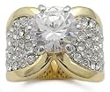 14K Gold Plated Solitaire Pave CZ Engagement Ring