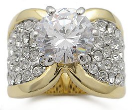 Childrens Toyshop  Jewelry : 14K Gold Plated Solitaire Pave CZ Engagement Ring