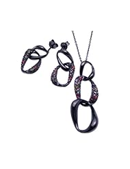 Nickel Free Sterling Silver Pendant & Earring Sets Hanging Black Plated Silver Set