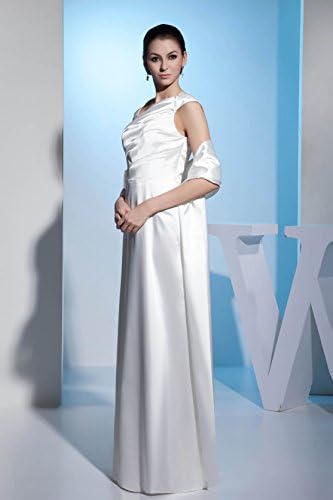 Heyivogue Cap Sleeves Empire Long with Shawl Mother of the Brides Dress 4684 20W White