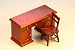 Dollhouse Miniature Cherry Wood Desk & Chair