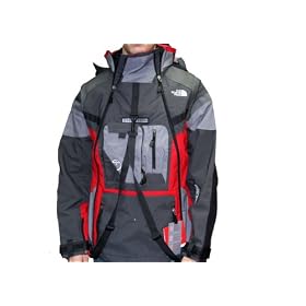 The North Face Mens Steep Tech Grey Blk Red Dolomite Transformer Winter Jacket by The North Face