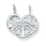 Sterling Silver Mother/Daughter Break-apart Charm with 20 inch Sterling Silver Chain