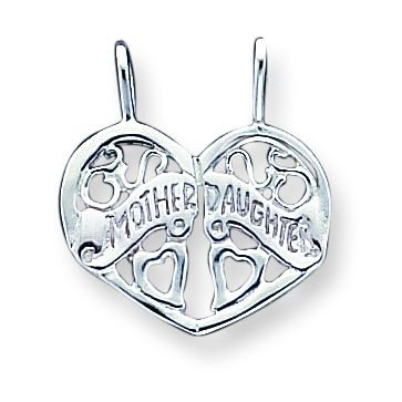 Sterling Silver Mother/Daughter Break-apart Charm with 20 inch Sterling Silver Chain