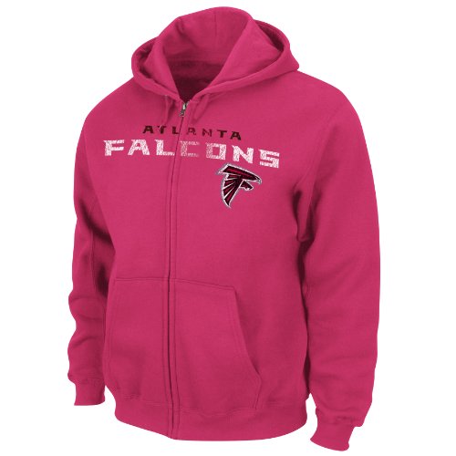 NFL Atlanta Falcons Touchbck III Full Zip Jacket Adult Long Sleeved Fullzip Hooded Fleece, Bright Cardinal, Large