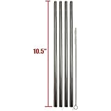 EXTRA LONG Stainless Steel Drinking Straws 10.5" Length 4 Qty - Wide Straight