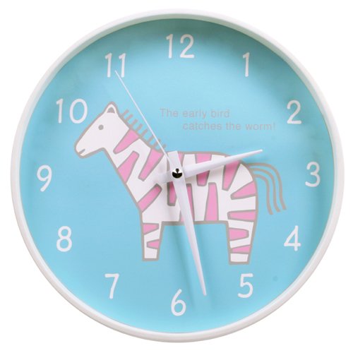 Pink Zebra Non-Ticking Silent Wall Clock (Blue)