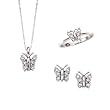 Diamond Butterfly Jewelry Set in 14K White Gold