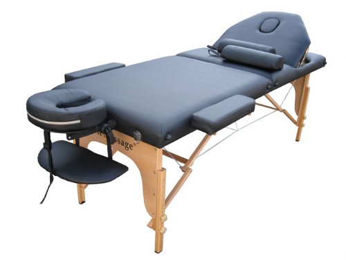 Black PU Reiki Portable Massage Table Carry Case w/Free Two Bolster Pillow