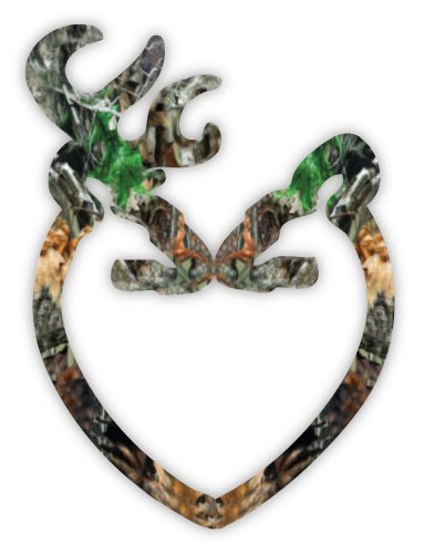 Camo Mossy Oak Buck and Doe Deer Heart sticker decal 4