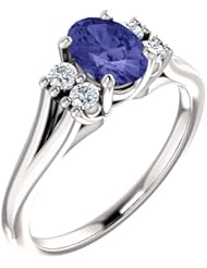 10K White Gold 7.00x5.00mm Oval Cut Tanzanite and Diamond Ring -- LIFETIME WARRANTY