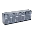 Tilt Bin Plastic Storage System w/4 Bins, 23 5/8 x 6 5/8 x 8 1/8, Black