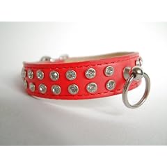 Sojoco Strass-Halsband, 2-reihig, verstellbare L�nge: ca. 41 - 46 cm auf 5 L�cher, Breite: ca. 2 cm, Farbe: rot