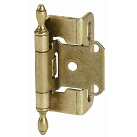 Amerock BP7550T1-O77 - Hinge; Self-Closing, Partial Wrap, Decorative Tip, Overlay 1/2 Inch - Burnish