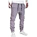 VICVIK Men's Fashion Outdoor Elastic Waistband Casual Jogger Pants Trousers (L, Gray)