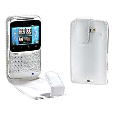 MaryCom PREMIUM QUALIT�T Leder Handytasche weis f�r HTC Cha Cha Smartphone + gratis Displayschutzfolie / LTW CHACHA