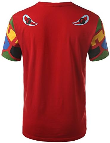 URBANCREWS Mens Hipster Hip Hop Neon Totem Crewneck T-shirt RED LARGE