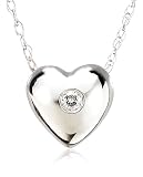 14k White Gold Diamond Heart Pendant (.01 cttw, J Color, I2 Clarity), 18