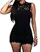 shekiss Women's Casual Sexy Lace Sleeveless High Waist One Piece Pants Jumpsuits Rompers Black Ladies Outfits Black Large
