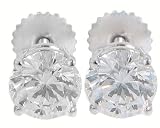 2.10 ct. TW Round Diamond Stud Earrings in 14k Screw Back Setting s thumbnail