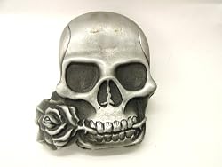 Heavy Metal Skull Rose Ipod Nano Holder Belt Buckle