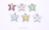 Butterfly Charms - Enamel and Silver Plated - Set of 6