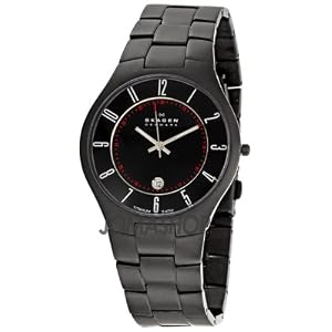 Skagen Denmark Mens Watch Titanium Links in Black #801XLT