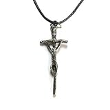 The Pope's Cross Pewter Pendant with Cord Necklace