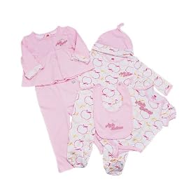 Apple Bottoms 6-piece Layette Set with Coverall (Sizes 0M  9M)