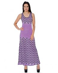 Chevron Print Summer Scoop Neck Polyester/Spandex Sleeveless Tank Maxi Dress 