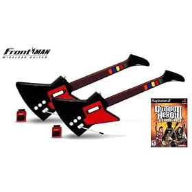 Playstation 2 Guitar Hero 3 and 2 x Nyko Frontman Wireless Guitar Controllers